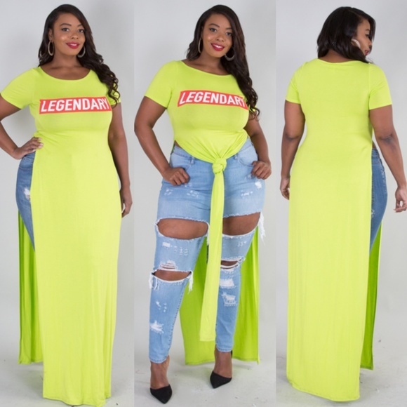 Tops - 1x-3x Round neck Legendary two slits top